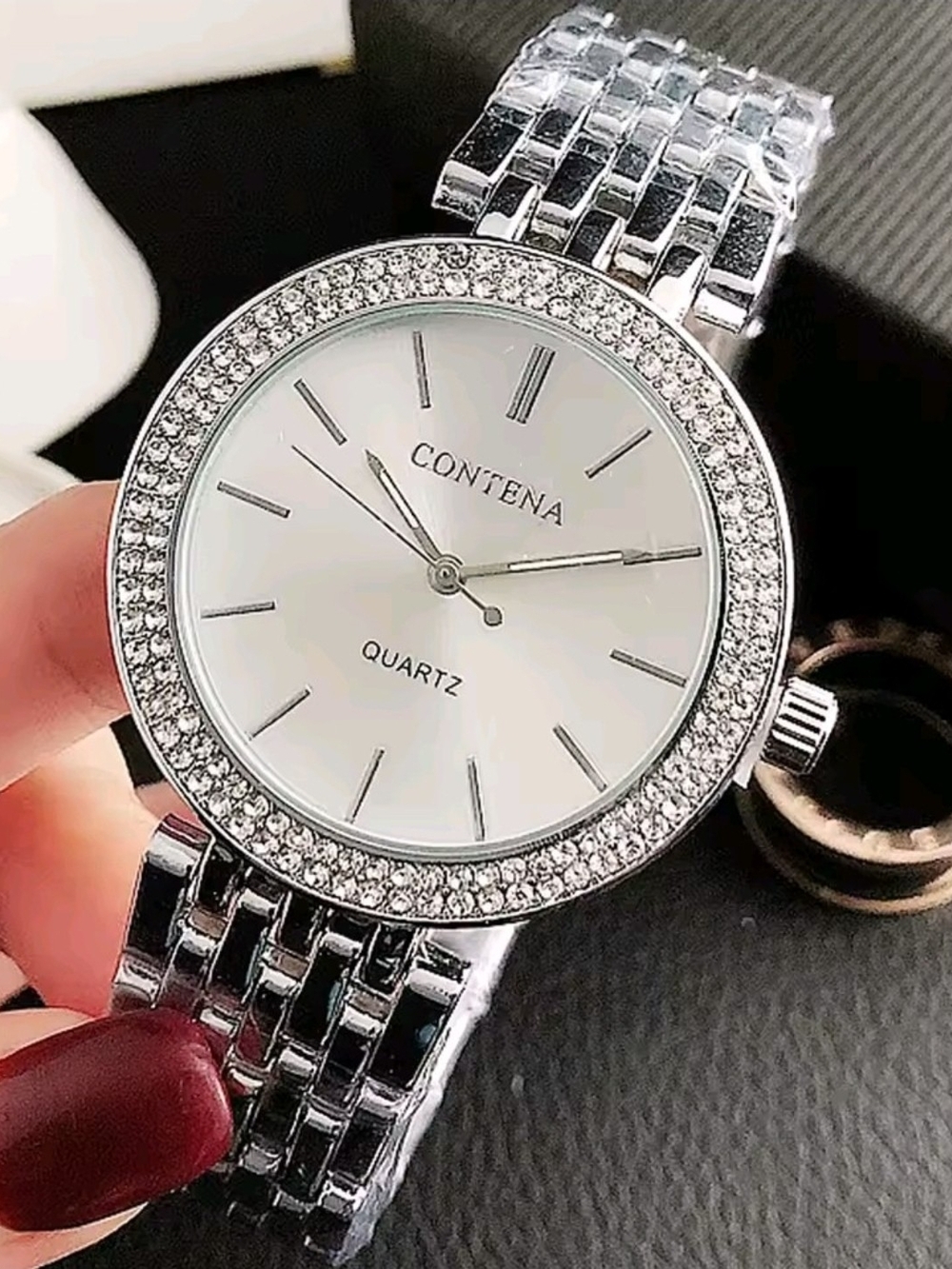 Silver Crystal-Trim Round Dial Watch - Picture 4 of 5